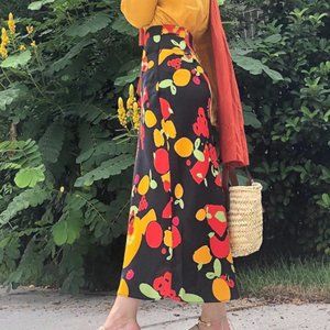 Free People Silk Fruit Skirt Size 8